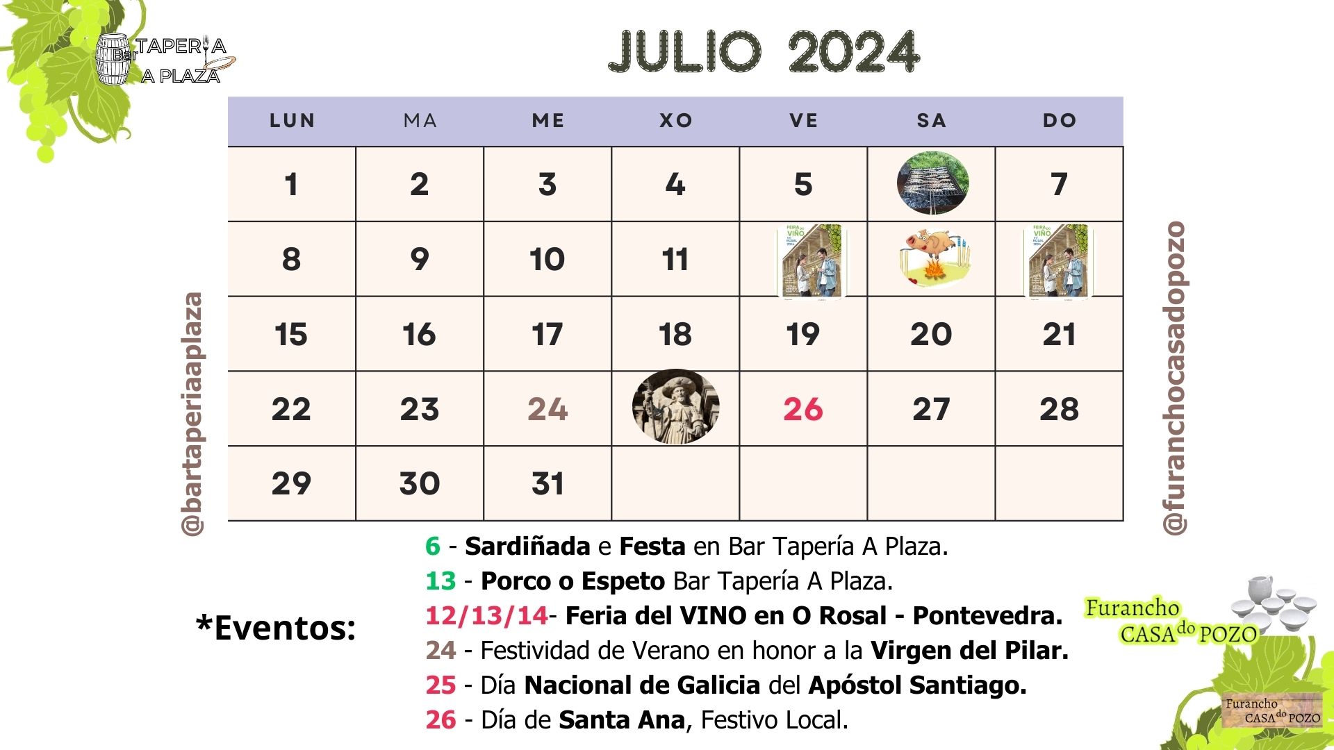 Eventos para este mes de Julio 2024