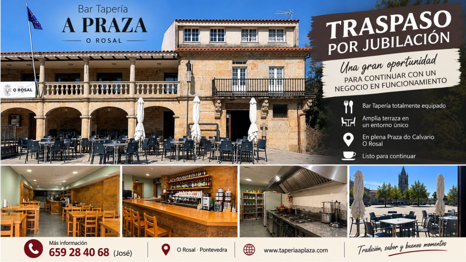 Traspaso de Bar Tapería A Praza en O Rosal, Pontevedra